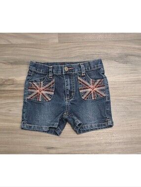 Lulu Luv Girls Denim Shorts Size 5 Studded Pocket Jean Shorts Cute Casual